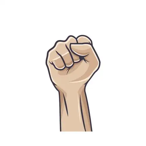 漫画风格握紧的拳头象征了力量和奋发图强的精神图片免抠矢量素材