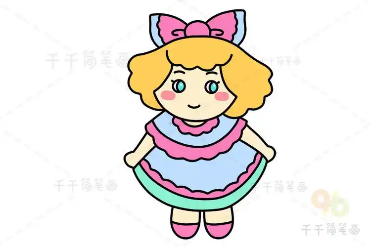 俏皮的洋娃娃简笔画