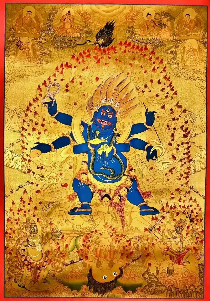 金箔唐卡《六臂玛哈嘎拉》画心尺寸50*75cm 金 - 抖音