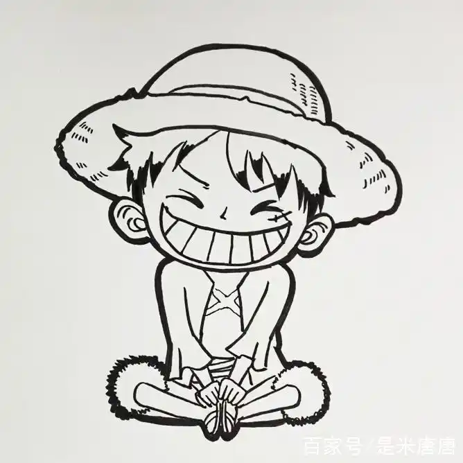 海贼王q版路飞简笔画宝宝涂色画画步骤易上手