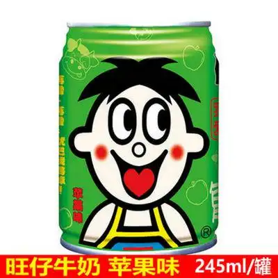 旺仔牛奶245ml 绿色大瓶罐装苹果味旺旺儿童早餐奶饮料包邮一整箱图片