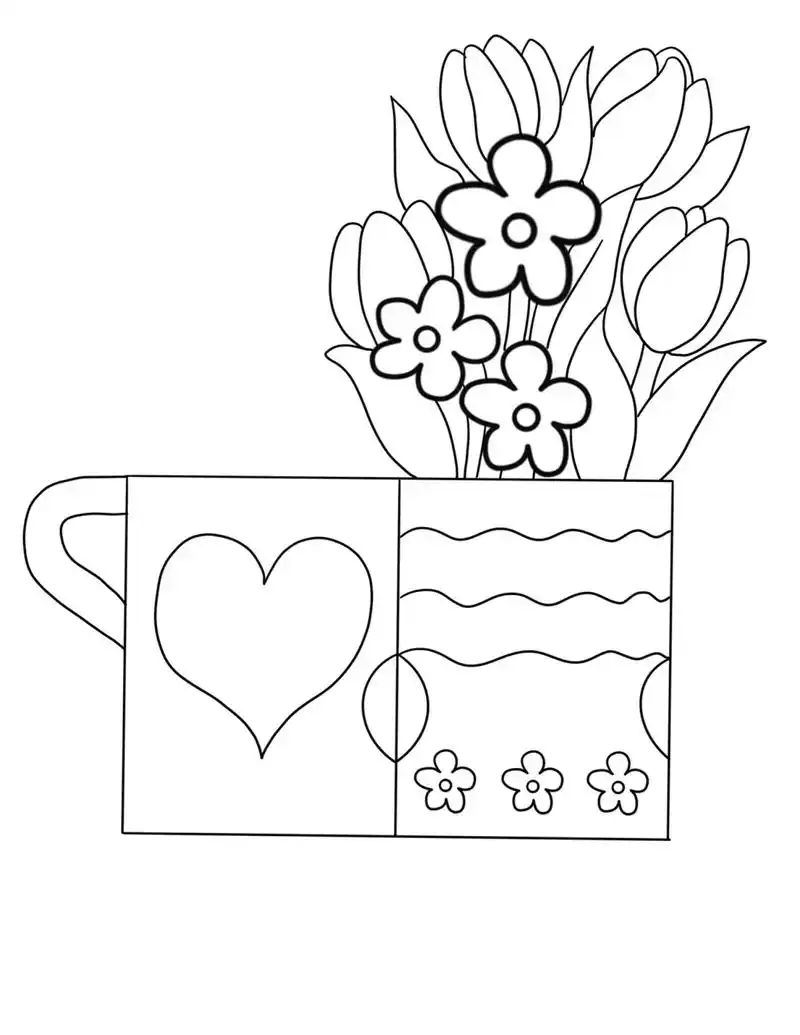 母亲节创意贺卡/花束贺卡/母亲节简笔画素材 左右滑动图片-长按图片