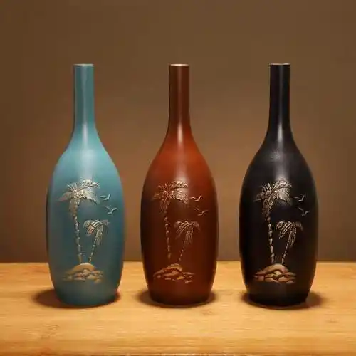 彩绘插花客厅书房色酒花瓶白色酒长颈艺术工艺品其他物联网器材