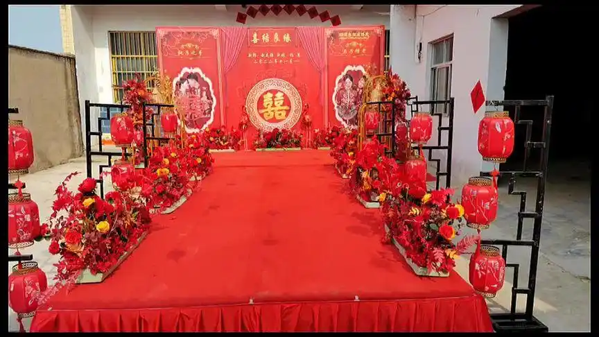 农村婚礼布置 #实拍婚礼现场 #祝一对新人新婚快乐百年好合