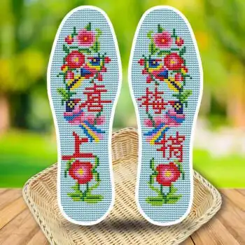 馨玥 2020新款100%印花全棉布手工刺绣十字绣鞋垫半成品自己绣男女