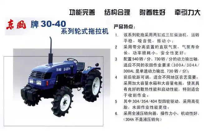 东风404轮式拖拉机参数介绍