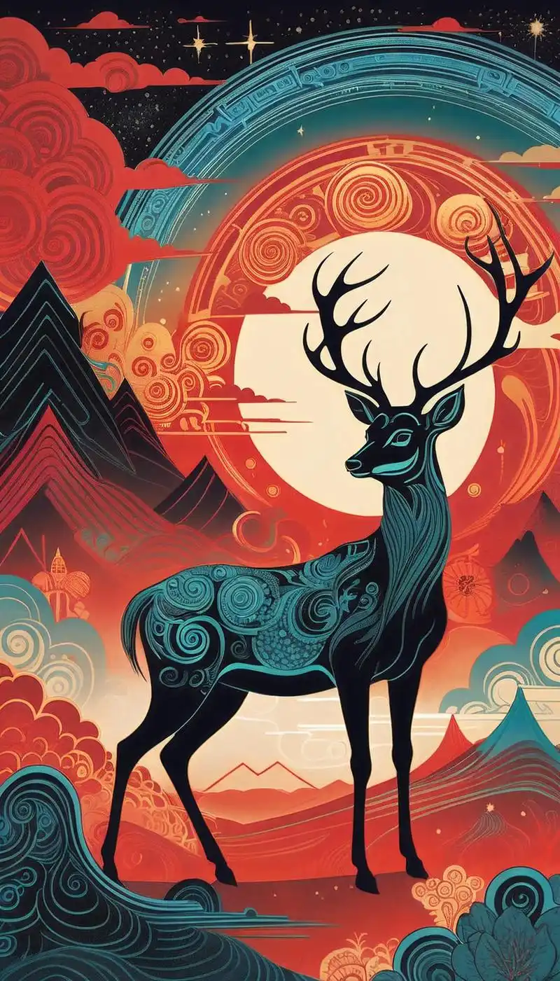 《神鹿》#九色鹿 #东方美学 #原创插画 #唯美意境 #古典 - 抖音