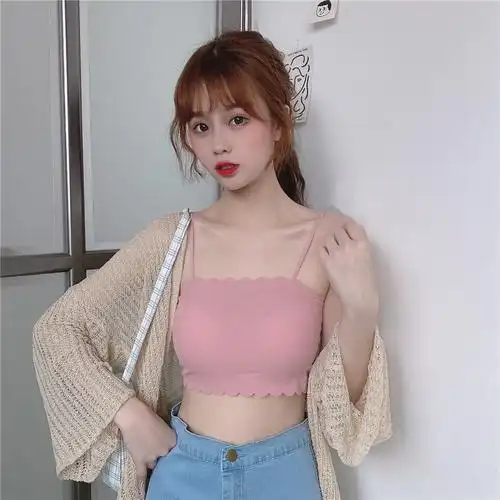 步踏坛丝裹胸抹胸少内衣学生韩版初中生美背打底吊带小背心内穿薄款