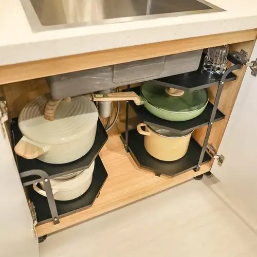 厨房平底锅收纳家用多层下水水槽锅具立式整理厨房置物架