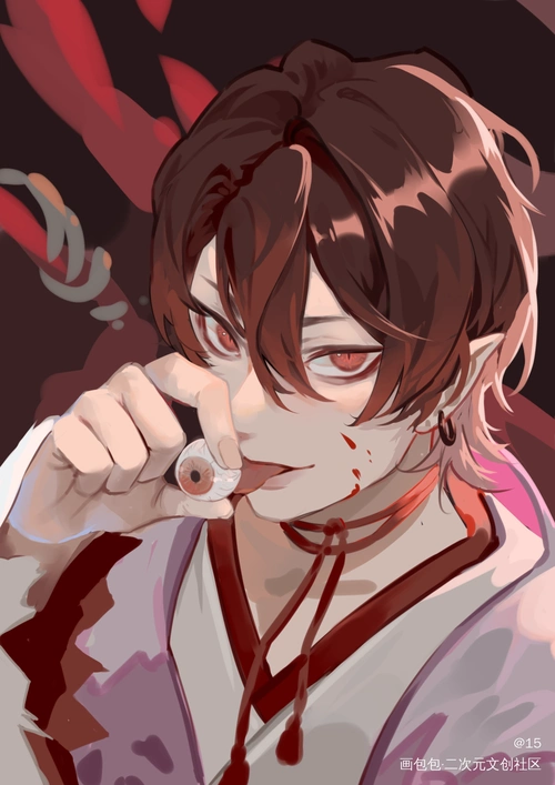 精神小伙_阴阳师鬼童丸厚涂绘画作品