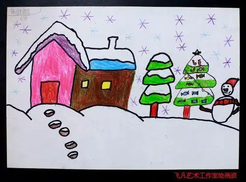 简单雪景矢量图儿童画|雪人|简单|风景雪人 雪世界儿童画简笔画可爱简