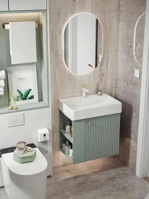 闭眼入简约清新绿色浴室柜太好看啦