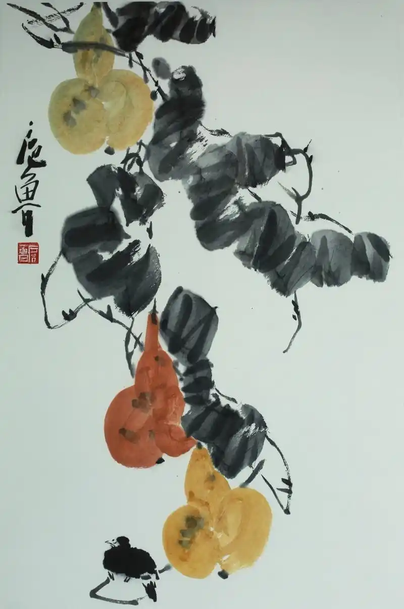 扈鲁画作《秋色逸飘香》《秋色逸飘香》此幅作品变化丰富,动静结合.