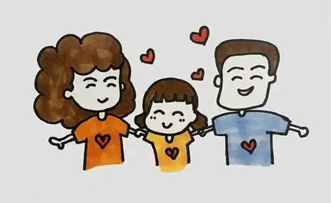 一家三口手拉手简笔画图片 简笔画幸福的一家人简笔画 家庭温馨的画法