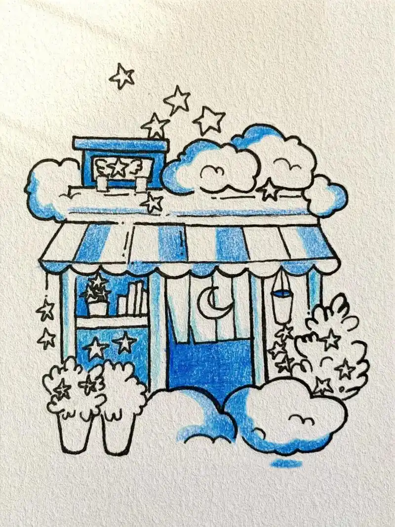简笔画61插画-星星小卖部        星星小卖部绘画教程来啦～ 临摹自