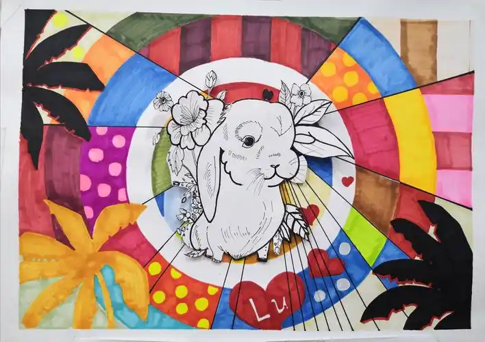 3,了解色彩与黑白的对比关系 本周宝贝们学会了画小兔子,宝贝们表现都