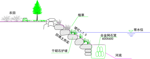 干砌石护岸断面设计图