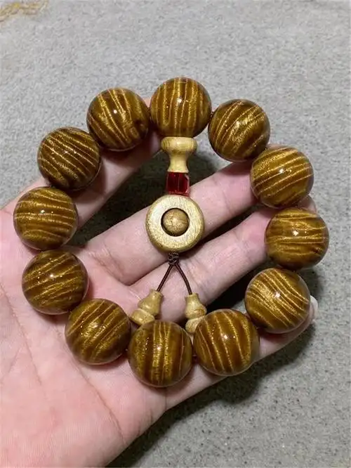 碧派四川金丝楠木手串2012颗佛珠小叶桢楠枯木老料水波纹文玩木念珠