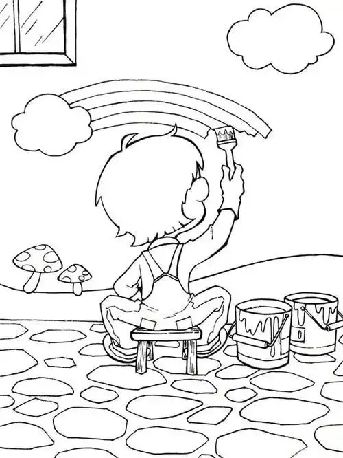 画作品简笔画场景组合图简笔画场景带颜色人物场景画简笔画图片儿童画