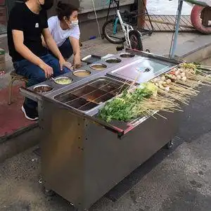 麻辣烫锅商用摆摊小吃车夜市美食车关东煮炉子串串香涮串格子锅手