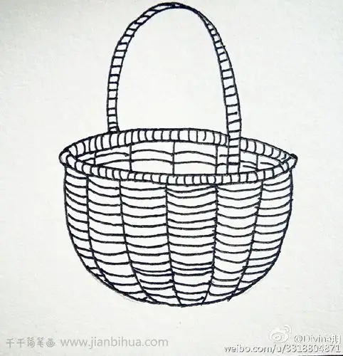 菜篮子的简笔画