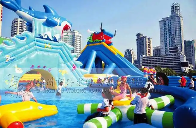 龙鲨嬉水乐园 大型充气游乐设备趣味游乐设施充气大滑梯