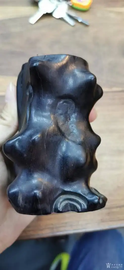 创汇时期乌木随型笔筒阴沉木笔筒