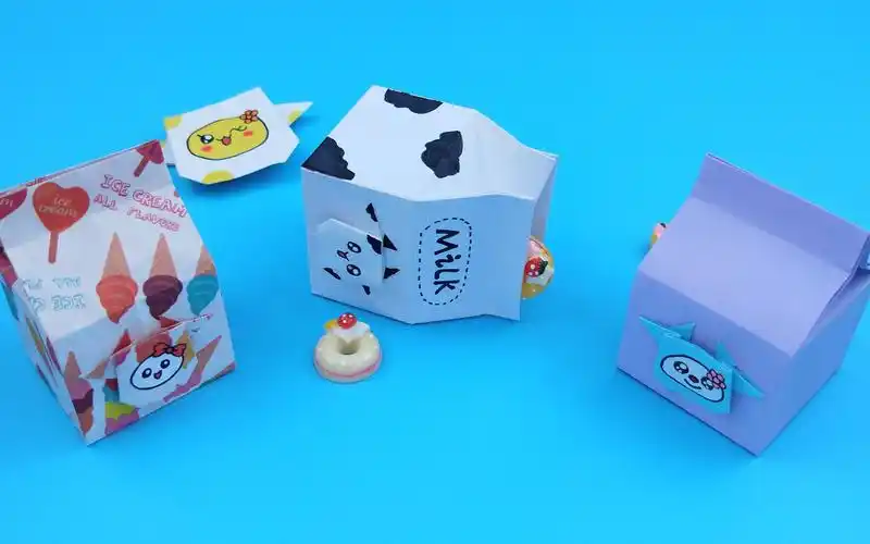 教你折漂亮的牛奶盲盒,造型可爱同学都喜欢,手工折纸diy教程
