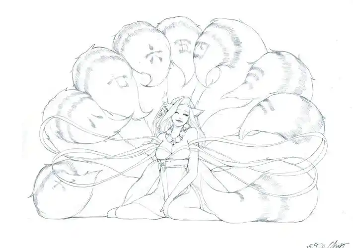 九尾狐简笔画九尾狐简笔画可爱