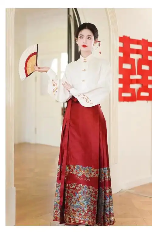 现货 马面裙中国风国潮红色新中式裙子改良日常通勤汉服女半身… - 17