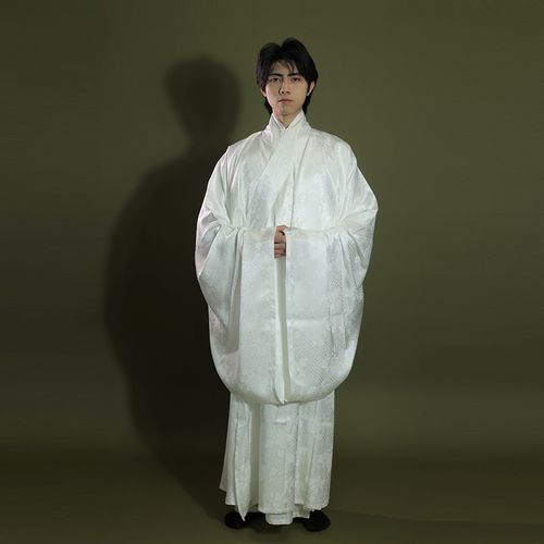 新品惜物国风 汉服暗纹提花中衣中裤交领男女同款圆领