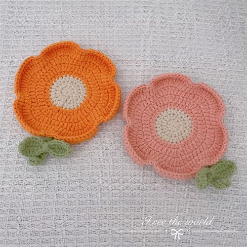 钩针手工编织小花花杯垫简约手编毛线diy材料包创意自制生日礼物
