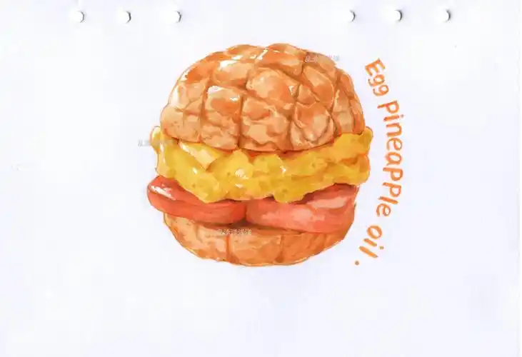 马克笔食物手绘菠萝包线稿