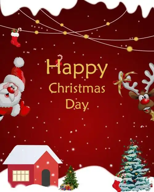 圣诞快乐圣诞老人雪景麋鹿海报