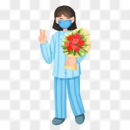 手绘卡通病人出院免抠素材