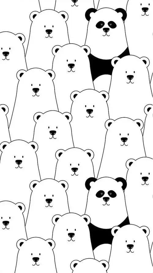 小熊壁纸黑白