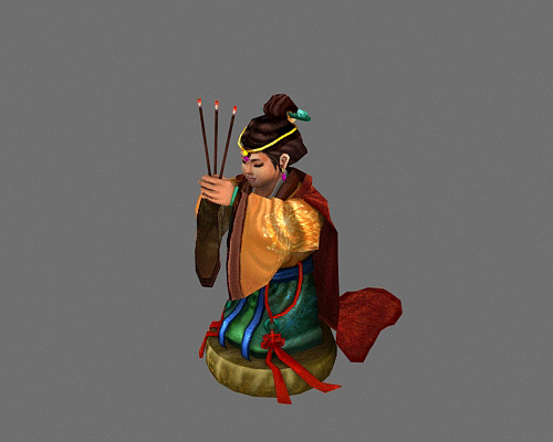 烧香拜佛的古代女人有许愿和磕头动作