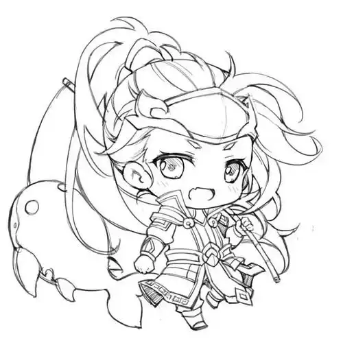 11:24:27王者荣耀 韩信 国士无双 q版 线稿手绘线稿 彩色 q版oh呆呆同