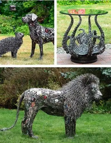 男子自学焊接技术让废旧回收金属秒变精美雕塑