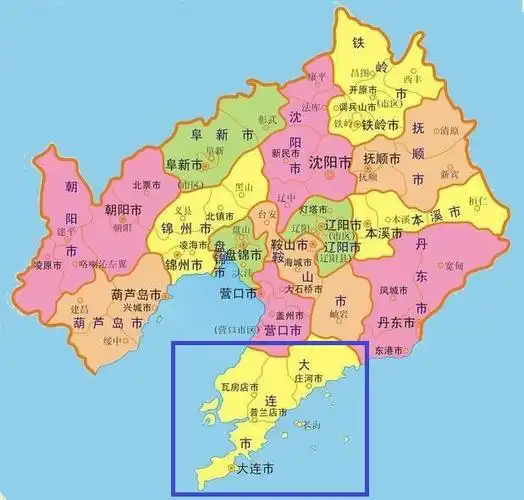 辽宁省行政区划地图上的大连市