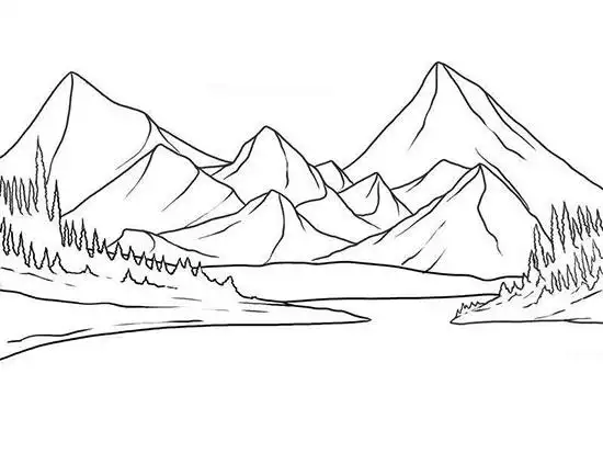 山水简笔画图片大全_山水怎么画_山水儿童简笔画的画法_亲子简笔画