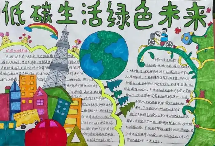 落实双碳行动共建美丽家园手抄报2022年全国低碳日主题手抄报