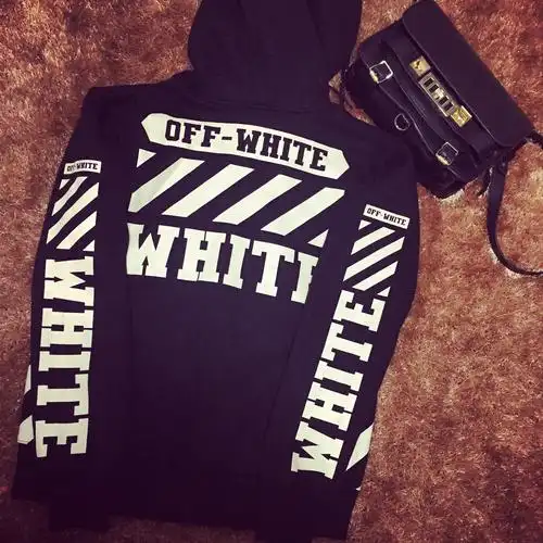 viking厚款加绒offwhite黑白条纹数字13连帽拉链设计卫衣