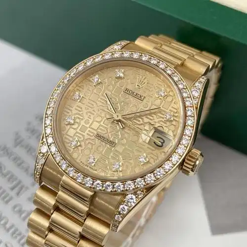 名表鉴定回收18k全黄金原镶钻自动机械劳力士女表n601819回收价格查询