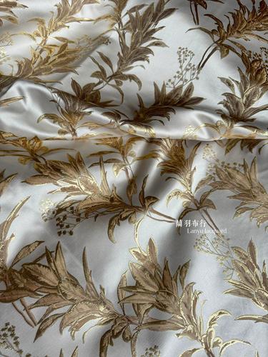 lanyu 香槟色缎面桌布提花植物花卉复古ins茶几餐布装饰服装设计
