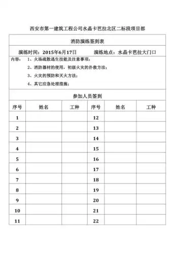 消防演练签到表