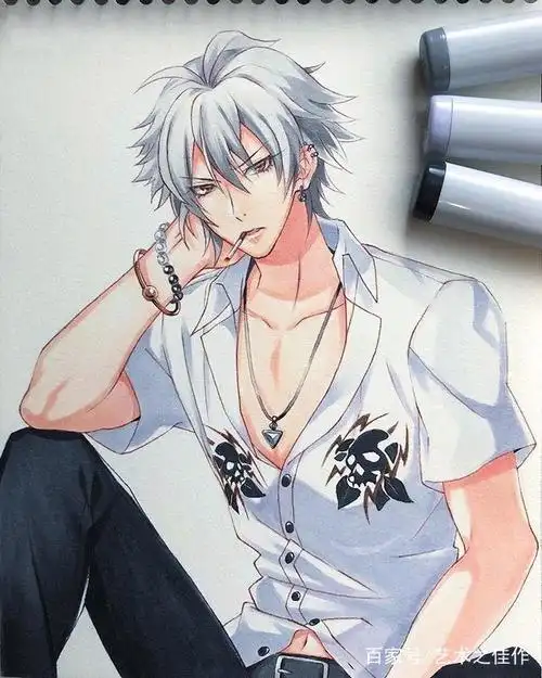 马克笔人物绘画,酷酷的卡通男生插画,太帅了