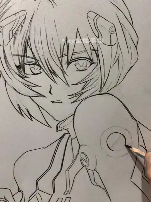 画画原来如此简单#再画一次绫波丽动漫人物,这次从勾线开始画.