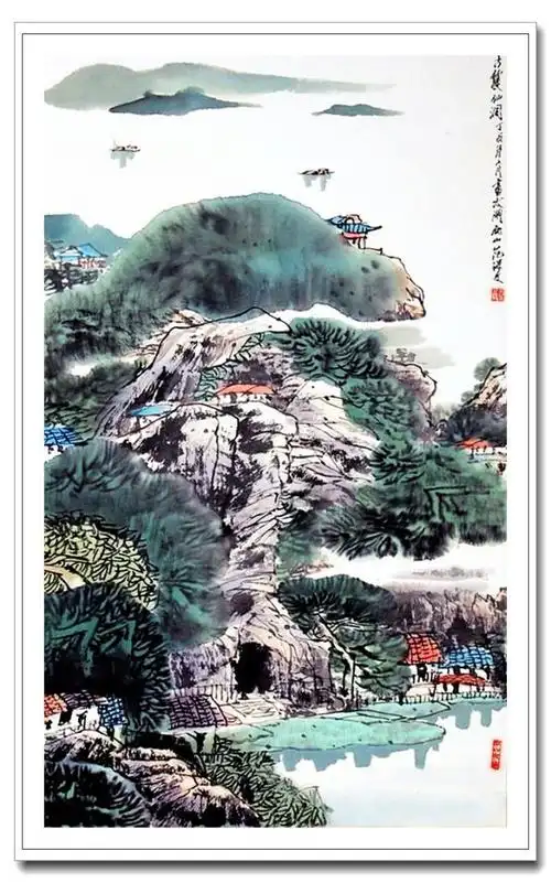 天光波影中国画家范保文江南山水画作品赏析