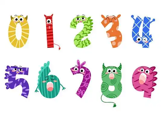小怪兽卡通手绘阿拉伯数字拟人0123456789png素材数字元素